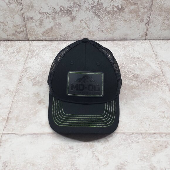 Black Limited Ed Mountain Dew Mesh Outdoor Gear Snapback Trucker Hat Vinyl Patch - Picture 1 of 10